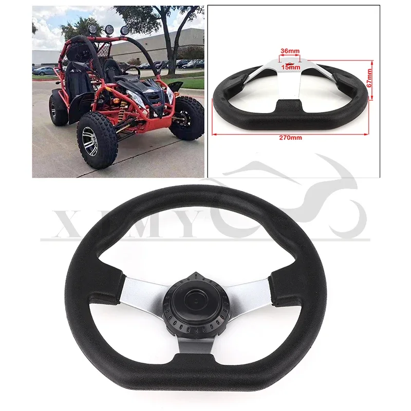 ATV 270mm 3-Hole Steering Wheel Universal for Kart Off-road Vehicle Racing Steering Wheel Hardware with Cover DIY Homemade Car