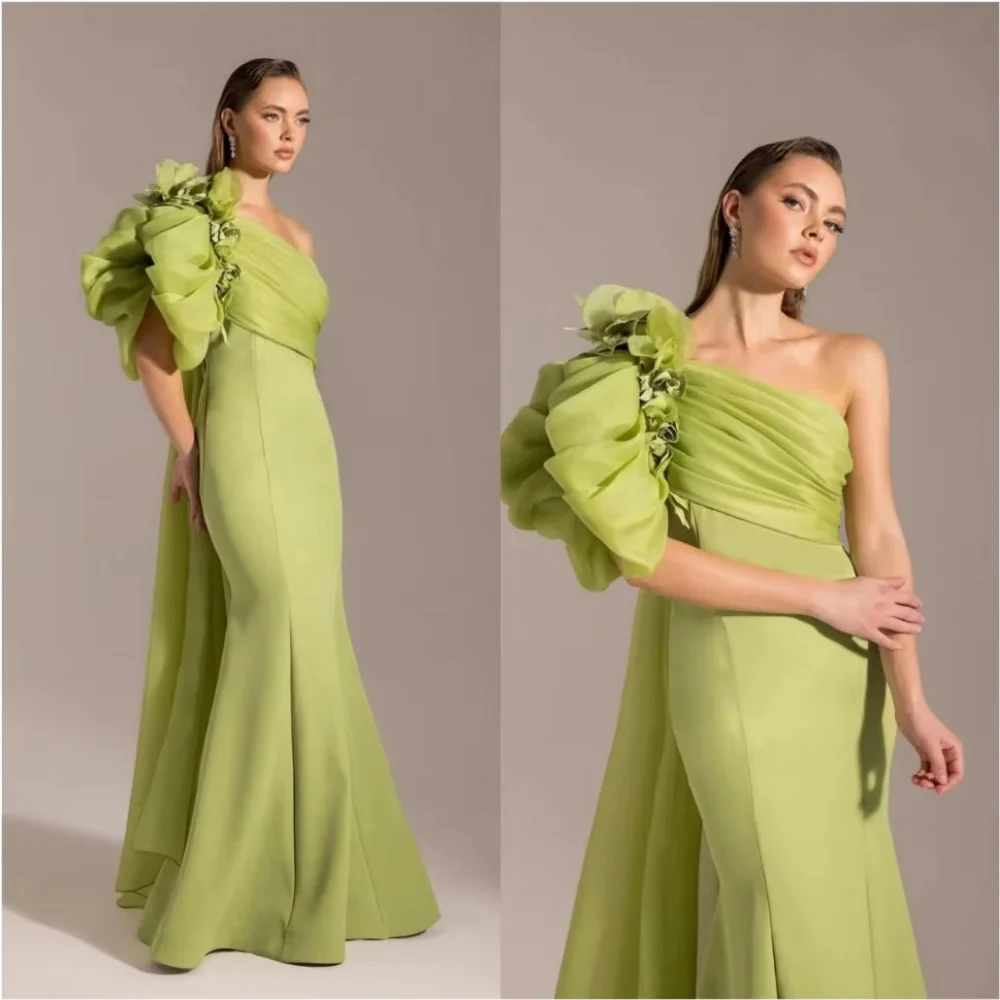 Customized Mermaid Evening Dress Gorgeous Sleeveless Prom Dresses Ruched Formal Occasion Shining Ruffles Party Gown Robe Soiree