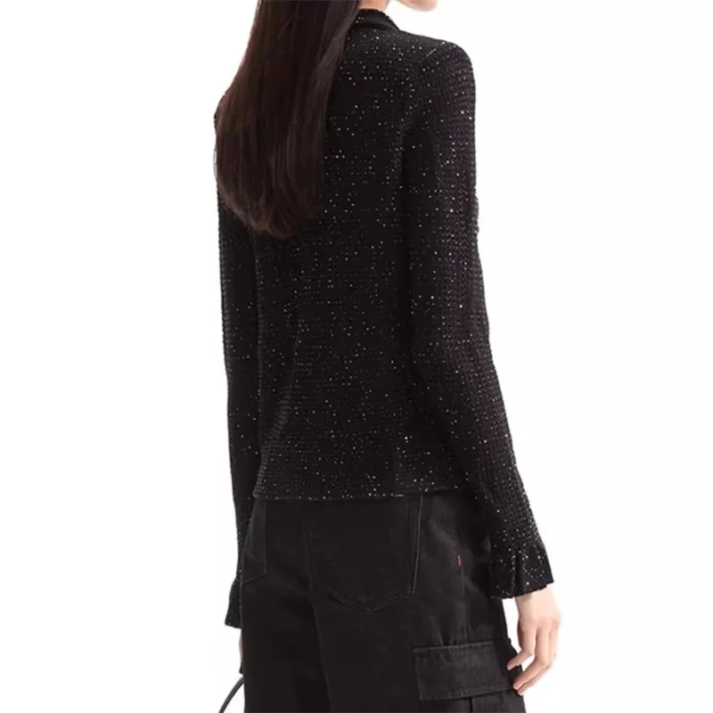 cardigan women 2024 Autumn New Fashion Glitter Blended Women's long sleeved top Elastic knit slim fit sweater women y2k Knitwear