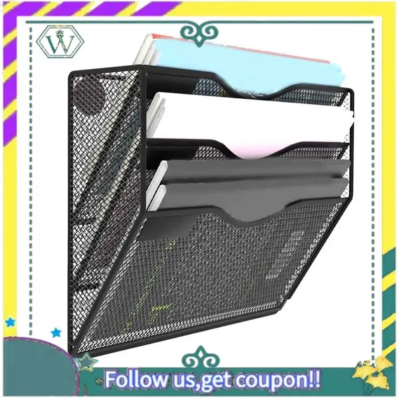 

NEW No Drilling No Mounting Magazine Organizer Cabinets Mail Folder Black For Refrigerator Office
