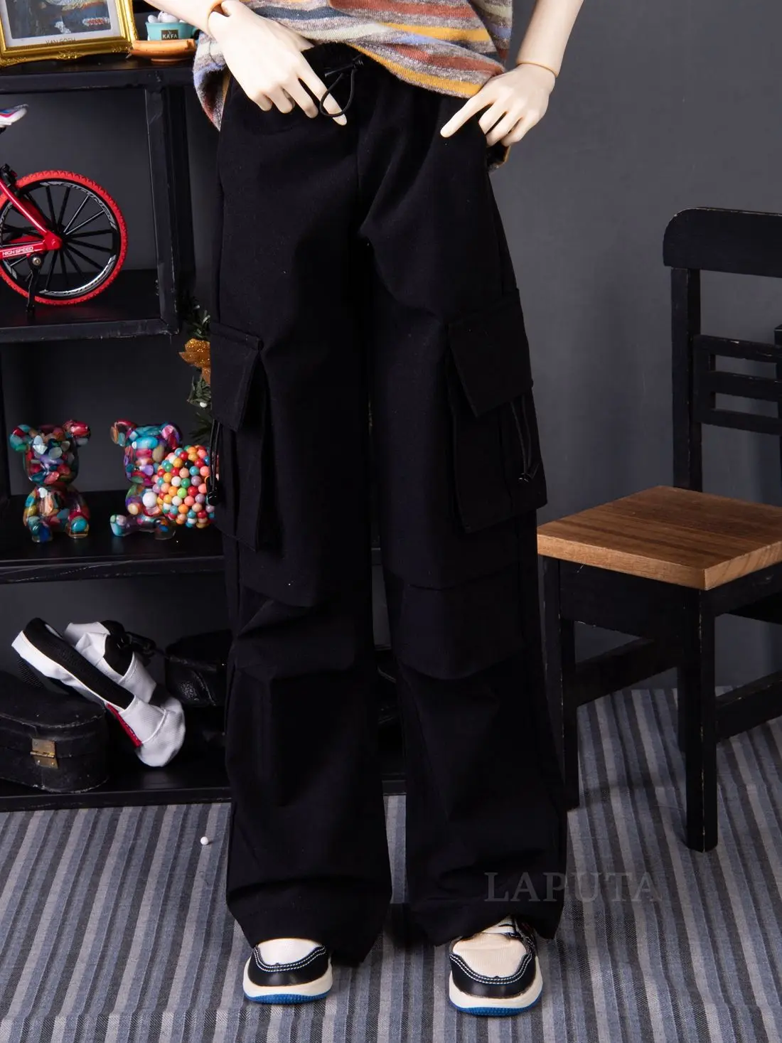 

Новые брюки для куклы BJD Изысканные карманные брюки-парашюты подходят для размеров 73 ID75 77, черные рабочие брюки Strong Uncle в наличии