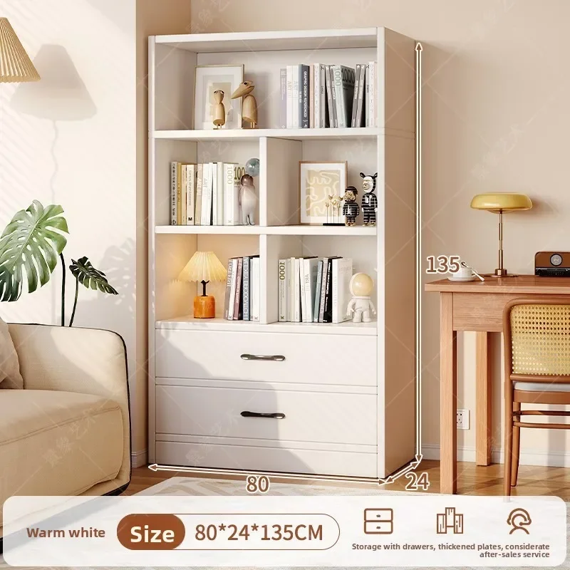 Bookcase floor-to-ceiling against the wall, large-capacity storage display cabinet, study simple with pumping bookshelf