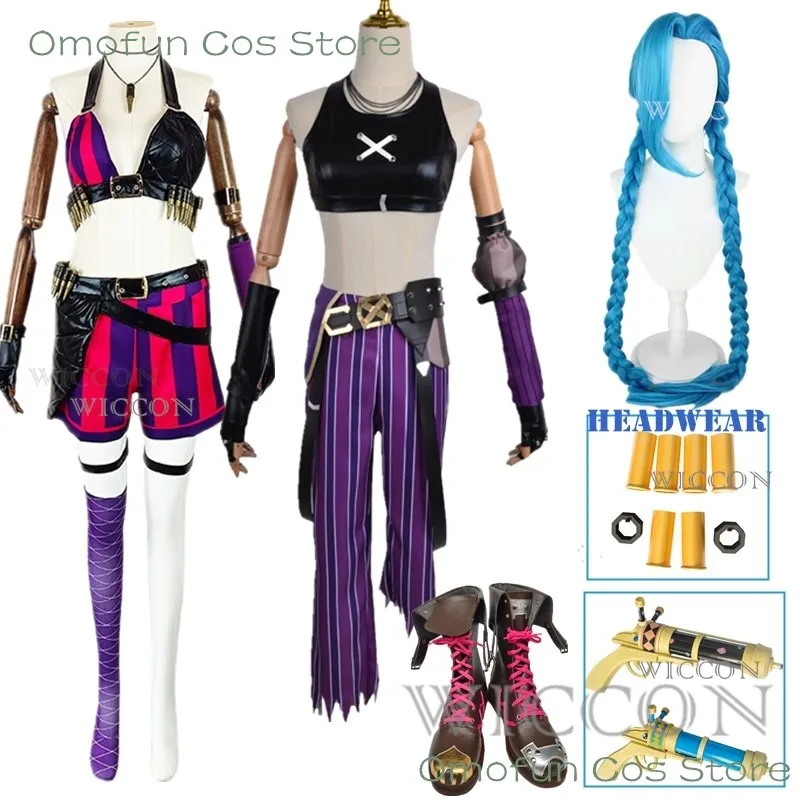 LOL Arcane Jinx Costumes pour femmes, League of Legend Cosplay, League of ATIONS End Anime Costume avec perruque