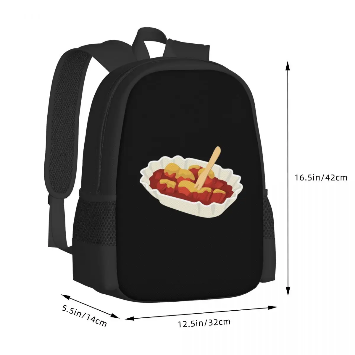 Currywurst Eating Fast Food Foodie Student Backpack School Bag Hiking Travel Daypack for Men Women Fashion Bookbag Shoulder Bags