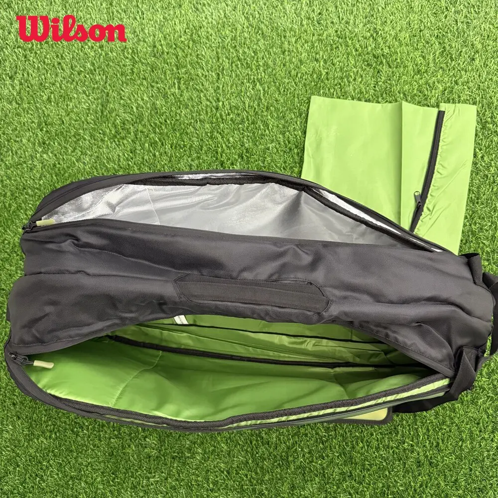 Wilson Blade Super Tour V8 Large Space 9 Pack Tennis Bag Green Professional Equipment Racquet Bag for Tennis Racket WR8016701001