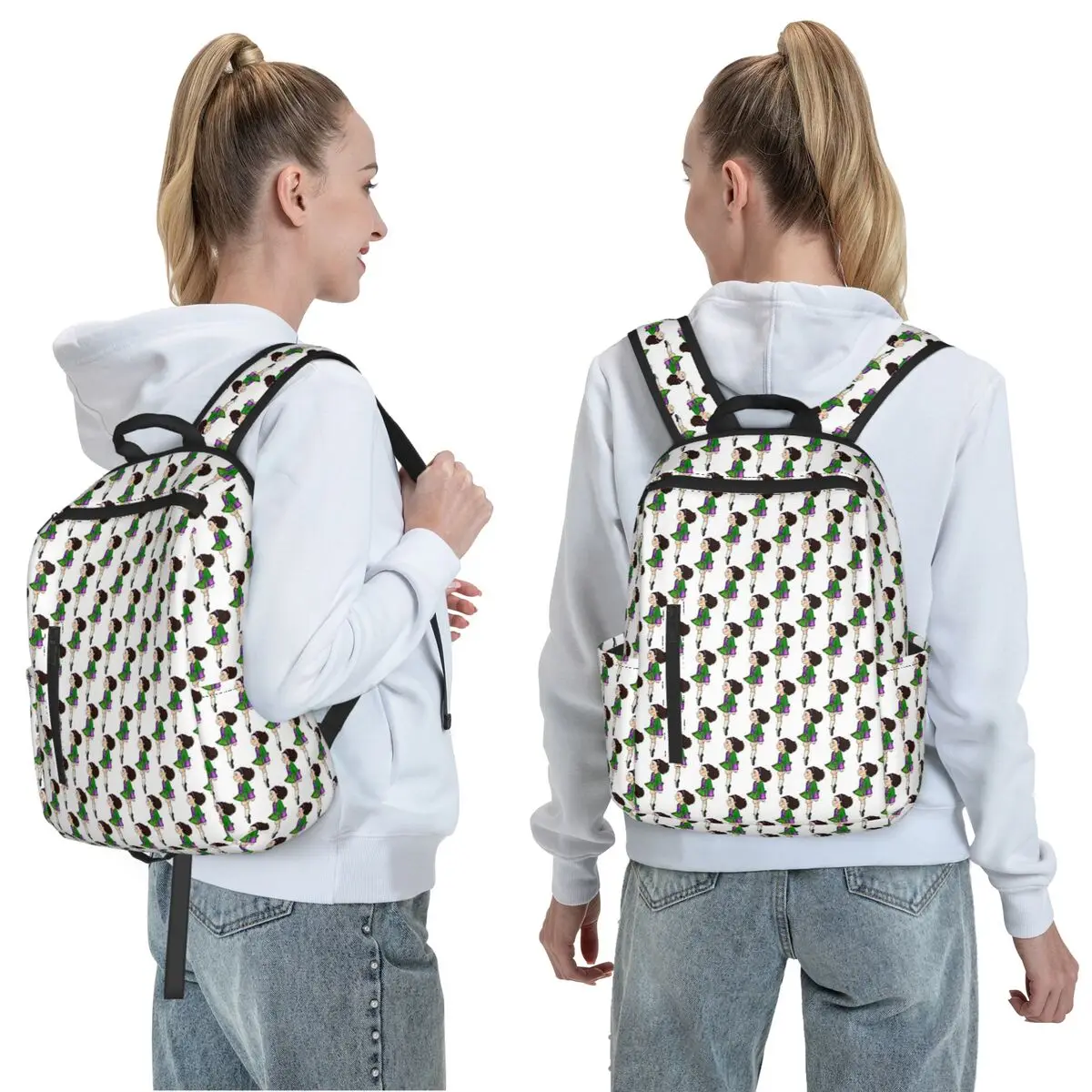 Irish Dance Girl In Green Dress Backpack Daypack Large Capacity Boys Girls BookBag School Bag Shoulder Bags for Men Women
