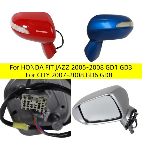 For HONDA FIT JAZZ 2005-2008 GD1 GD3 For CITY 2007-2008 GD6 GD8 Car Exterior Door Rearview Mirror Assy 5-PINS With Turn Signal