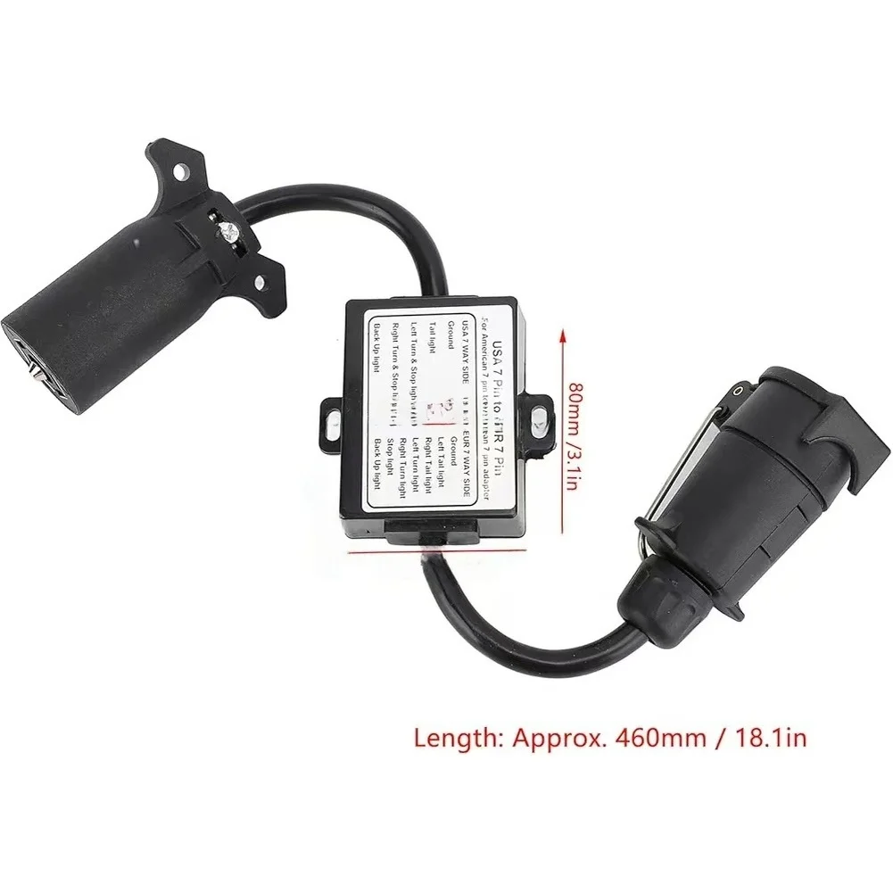Easy Installation Trailer Connector 7-Way To 7-Pin Separates Stop And Tail Signals Integrated Injection Molding Shell