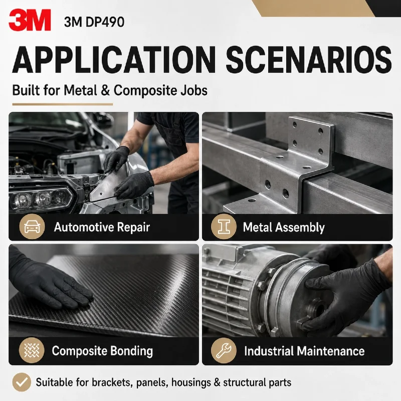3M Scotch‑Weld DP490 Two‑Component Black Epoxy Glue, High Strength Structural Adhesive for Metal Composite Bonding