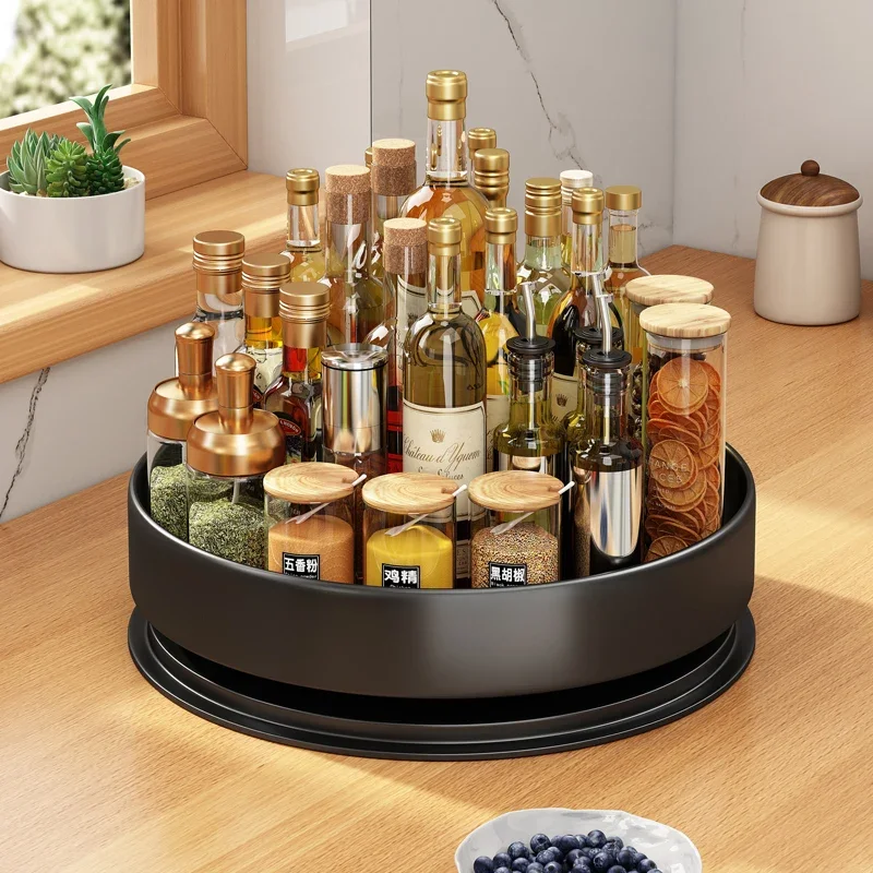 Applicable toKitchen rotating spice shelves, household countertops, condiments, oil, salt, sauce and vinegar, storage rack boxes