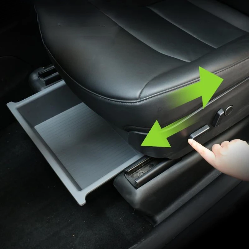 Under Seat Storage Box For Tesla Model Y 2020-2023 Waterproof Double Layer Hidden Tray ABS Organizer Drawer Bins Car Accessories