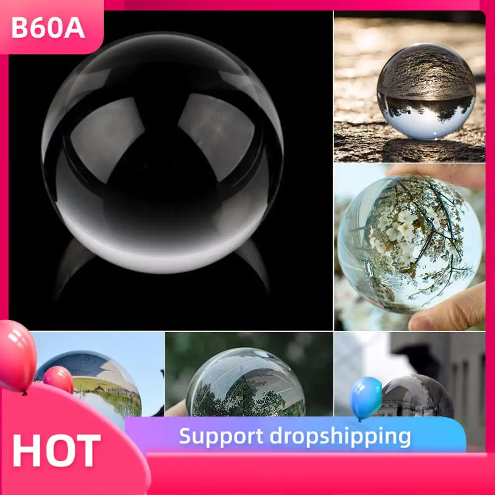 

B60A 2 Pcs Transparent Color Glass Crystal Ball Healing Sphere Photography Props Ball Decor 40Mm & 30Mm
