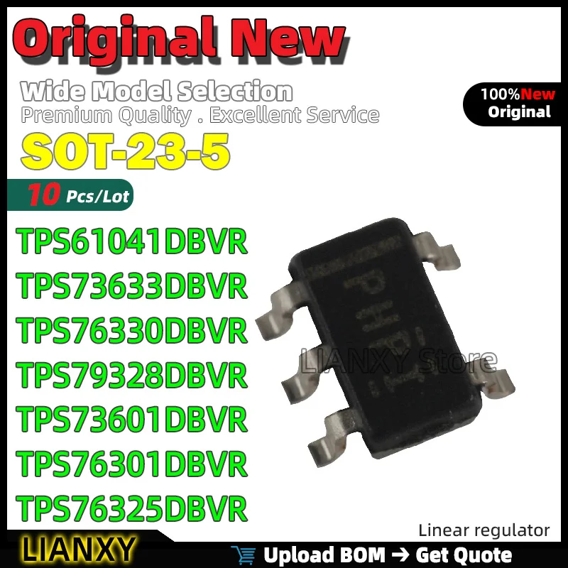 10pcs SOT-23-5 TPS61041DBVR TPS73633DBVR TPS76330DBVR TPS79328DBVR TPS73601DBVR TPS76301DBVR TPS76325DBVR TPS560200DBVR