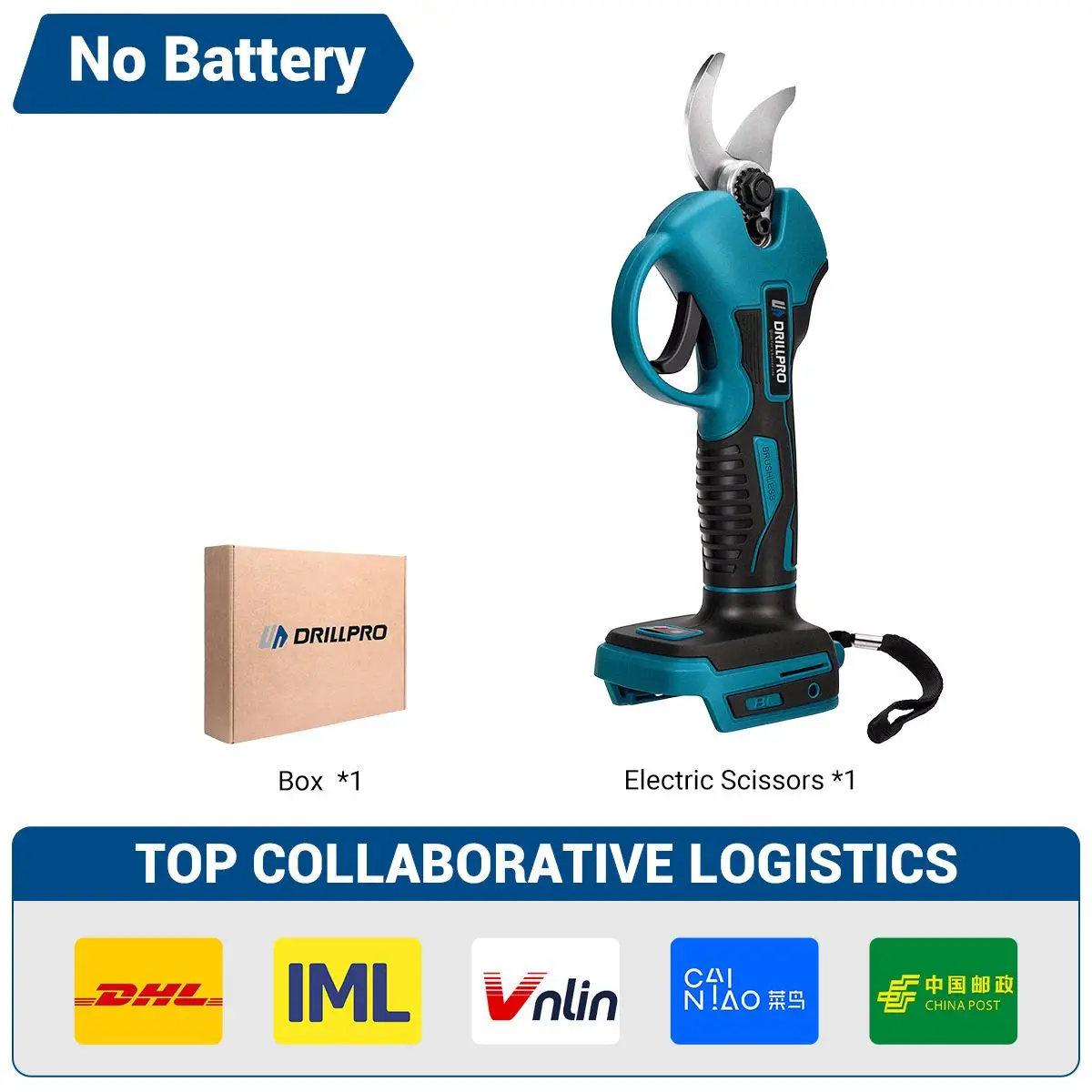 Drillpro 50Mm Gunting Pemangkas Elektrik Tanpa Sikat Gunting Elektrik Alat Pemangkas Cabang Semak Kebun untuk Baterai 18V