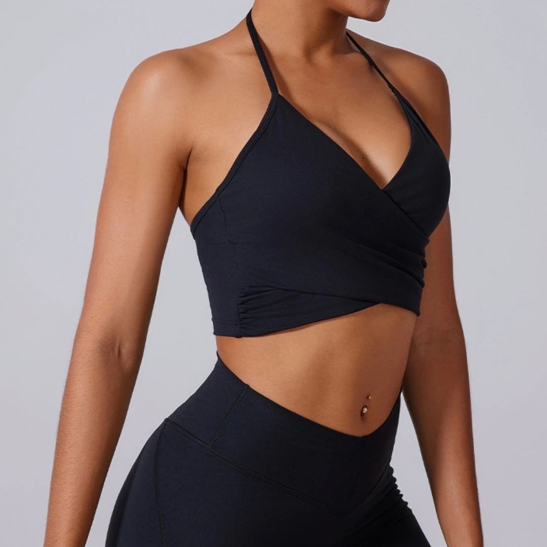 حمالة صدر رياضية برقبة معلقة للنساء، ملابس داخلية مثيرة بدون ظهر وأشرطة رفيعة لليوجا، ملابس داخلية للجري واللياقة البدنية، ملابس علوية بدون أكمام للصالة الرياضية #6