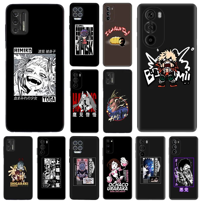 Matte Phone Cases for Motorola G31 G50 G30 G51 G60 G71 G22 G32 G52 G72 G53 G73 G9 Midoriya Izuku Hero Academia Black Soft Cover