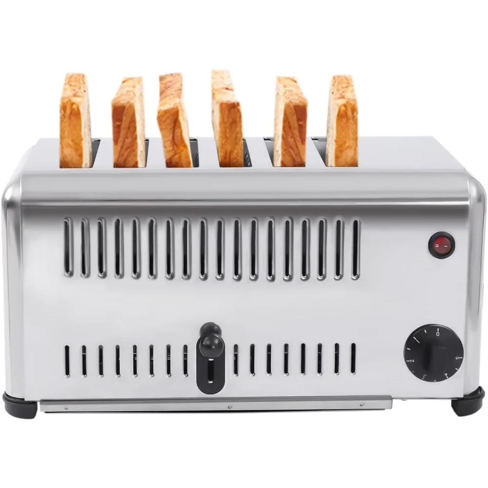 6 Slot Commercial Toaster - 6 Slice Wide Slot Stainless Steel Toaster for Restaurant and Home Kitchen