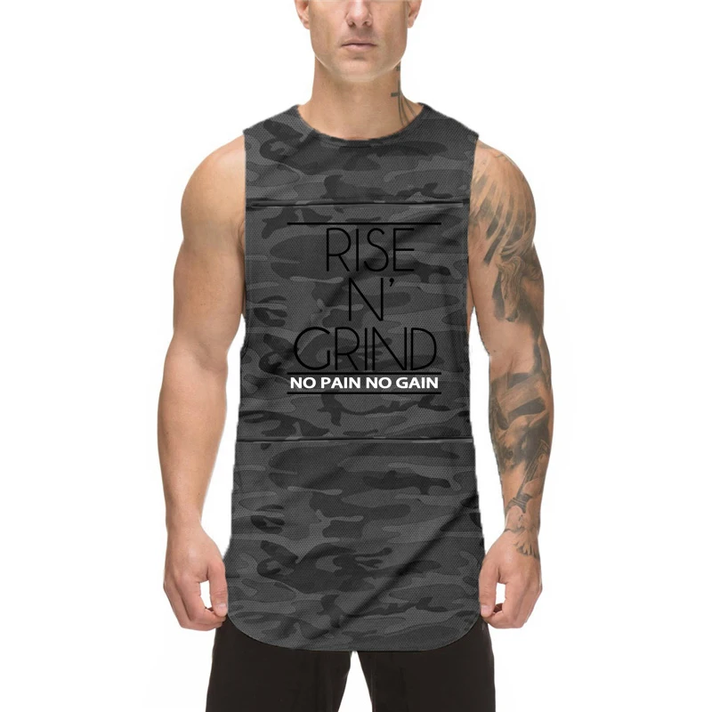 

Camouflage Gym Bodybuilding Running Sport Men Fashion Print Tank Tops Summer Mesh Breathable Quick Dry Cool Workout Muscle Shirt