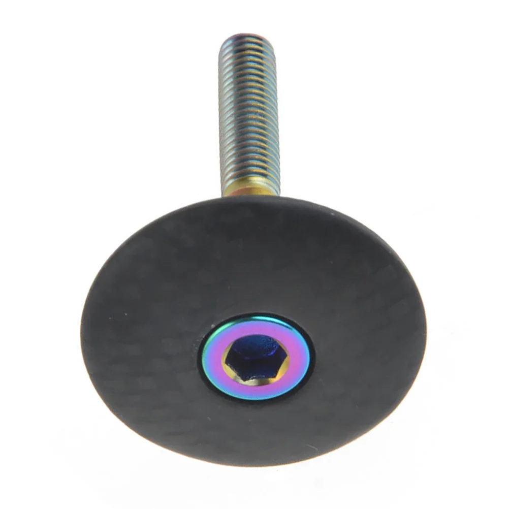 

Titanium Alloy Bowl Cover Carbon Fiber Bike Fork Stem Cap Durable Headset Cap For Mountain Road Bikes Smoke Silver