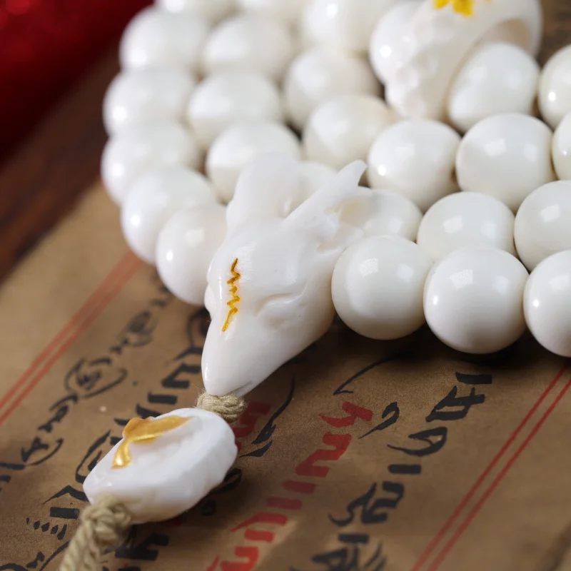 الخرز الأصيل 108 قطعة سوار متعدد الدوائر قلادة قرون منحوتة الغزلان المحملة مصنع الملحقات #3