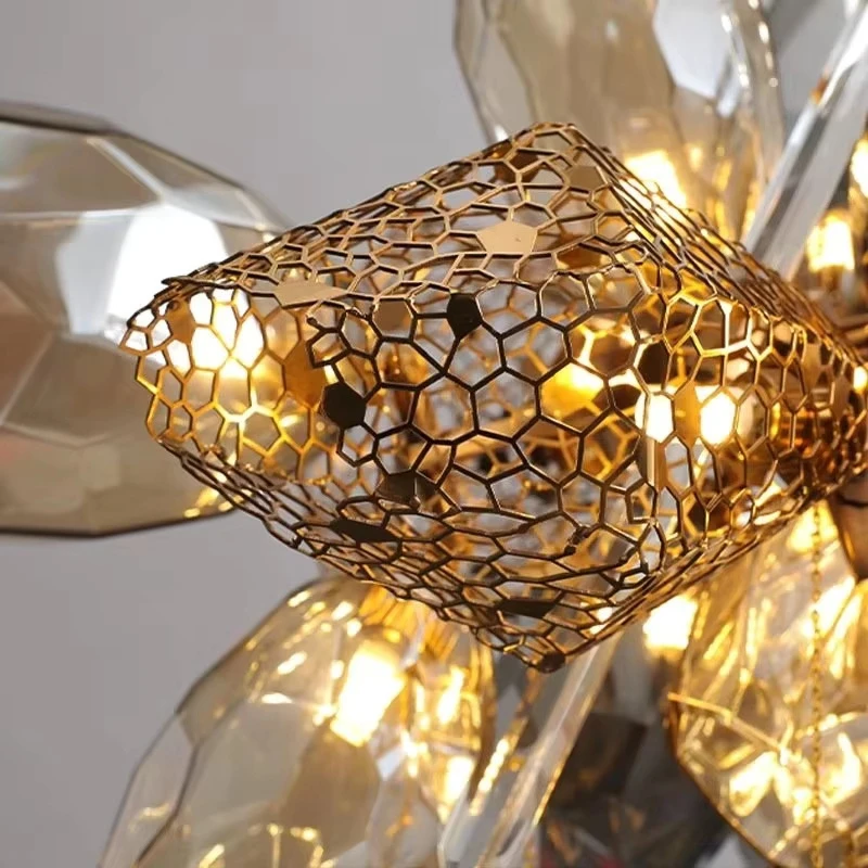 Modern Luxury Led Stainless Steel Suspension Lamps Living Room Bedroom Aisle Crystal Chandelier Indoor Pendant Lights Free Bulb