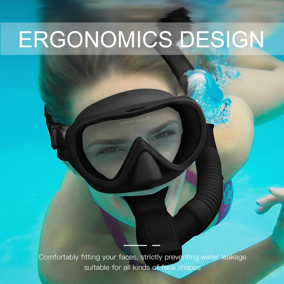 

1Set Silicone Snorkeling Mask Kit Black Valve Anti-Choke Snorkeling Equipment Dive Masks Snorkel Mask