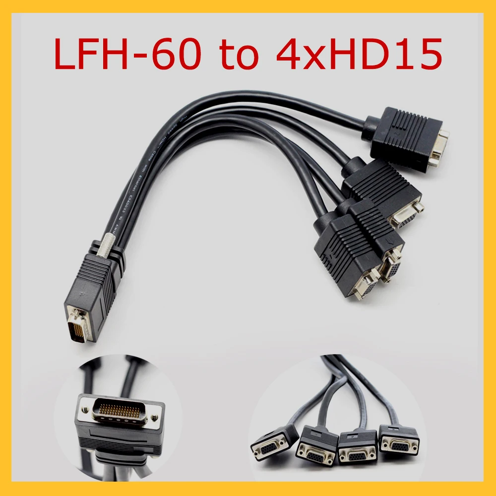 CAB-L60-4XAF M9120 Plus LP PCIe P690 Plus LP PCI Matrox Adapter Cable for LFH-60 To 4 X HD15 Four-screen Analog Upgrade Cable