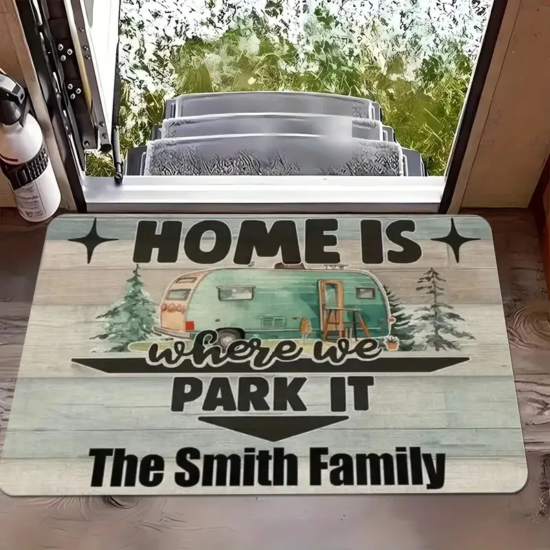Happy Camper Doormat Live Love Camp Quote Non Slip Entrance Mat for RV and Camping Lovers