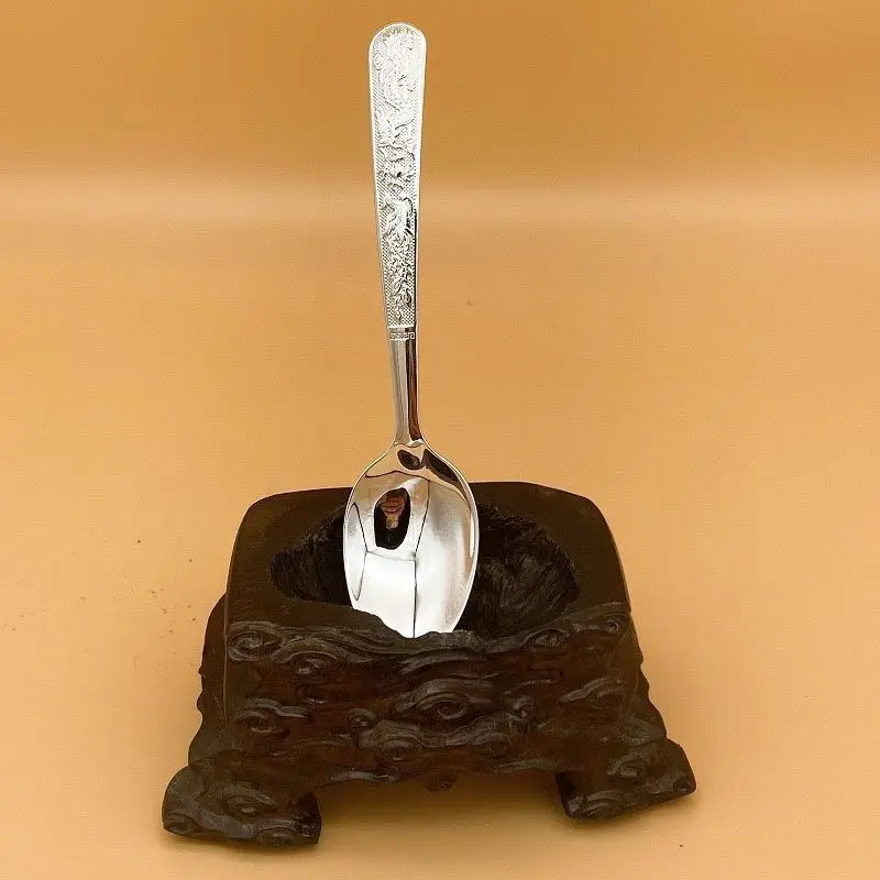 2026 New S999 Pure Silver 99.9% Spoon, Edible Silver Household Tableware, Solid Soup Spoon Handmade, Home Gift Giving