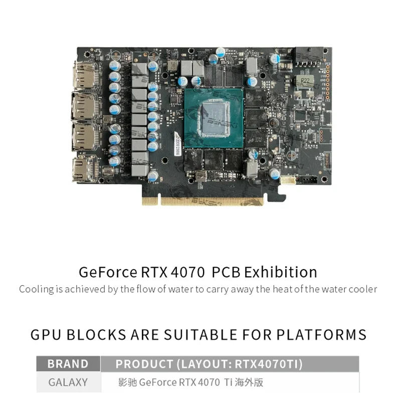 Bykski N-GY4070TI-X GPU Block for Galax RTX 4070 Ti Super EX  White / Metal Master OC / EX Gamer V2 Video Card Water Cooling