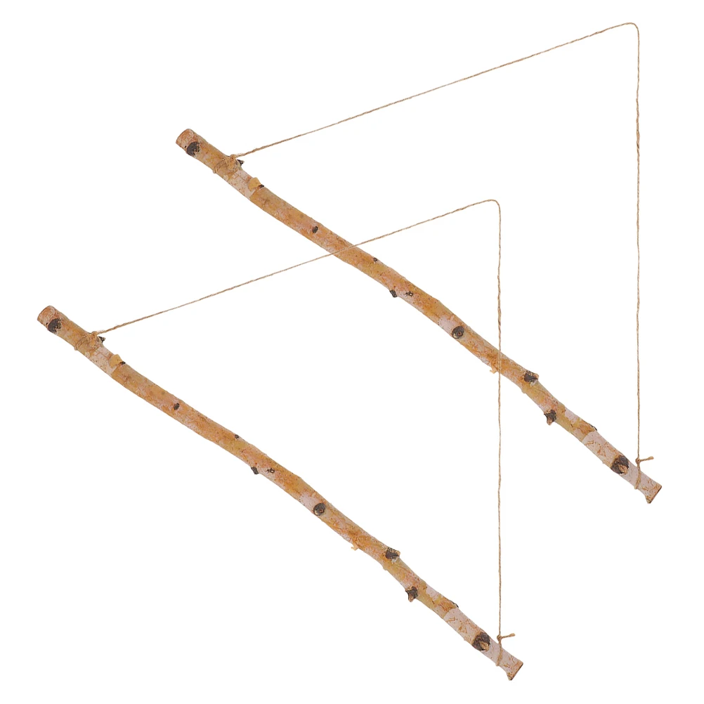 

2pcs Wooden Stick Wall Hangings Farmhouse Home Decor Natural Driftwood Branch Hooks Cozy Living Room Bedroom Wall Decor Beige
