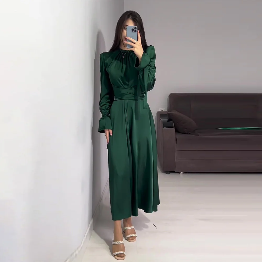 Elegant Solid Women\'s 2024 Dress Long Sleeve Ruched Slit Casual Formal Wedding Cocktail Party Maxi Dresses