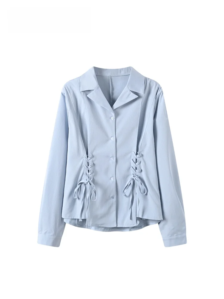 

Модная блузка с длинным рукавом и воротником-стойкой для женщин больших размеров, новинка ранней весны, универсальный топ, дышащий полиэстер...