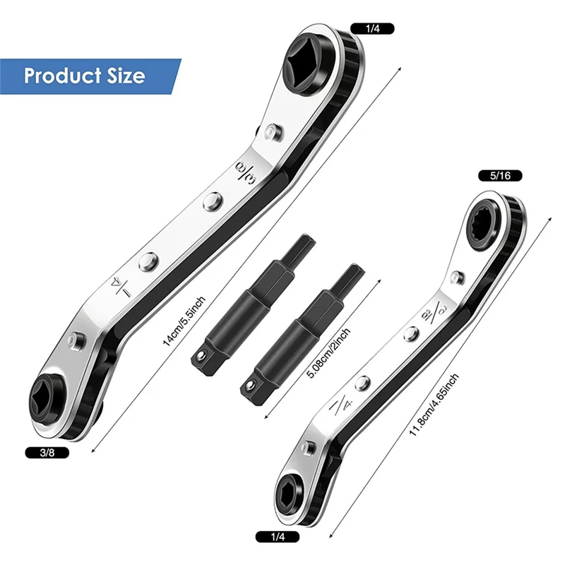 Ratchet Wrench Set for Air-Conditioning Maintenance 3/8inch to 1/4inch 5/16X1/4inch Ratchet Wrench for HVAC Maintenance