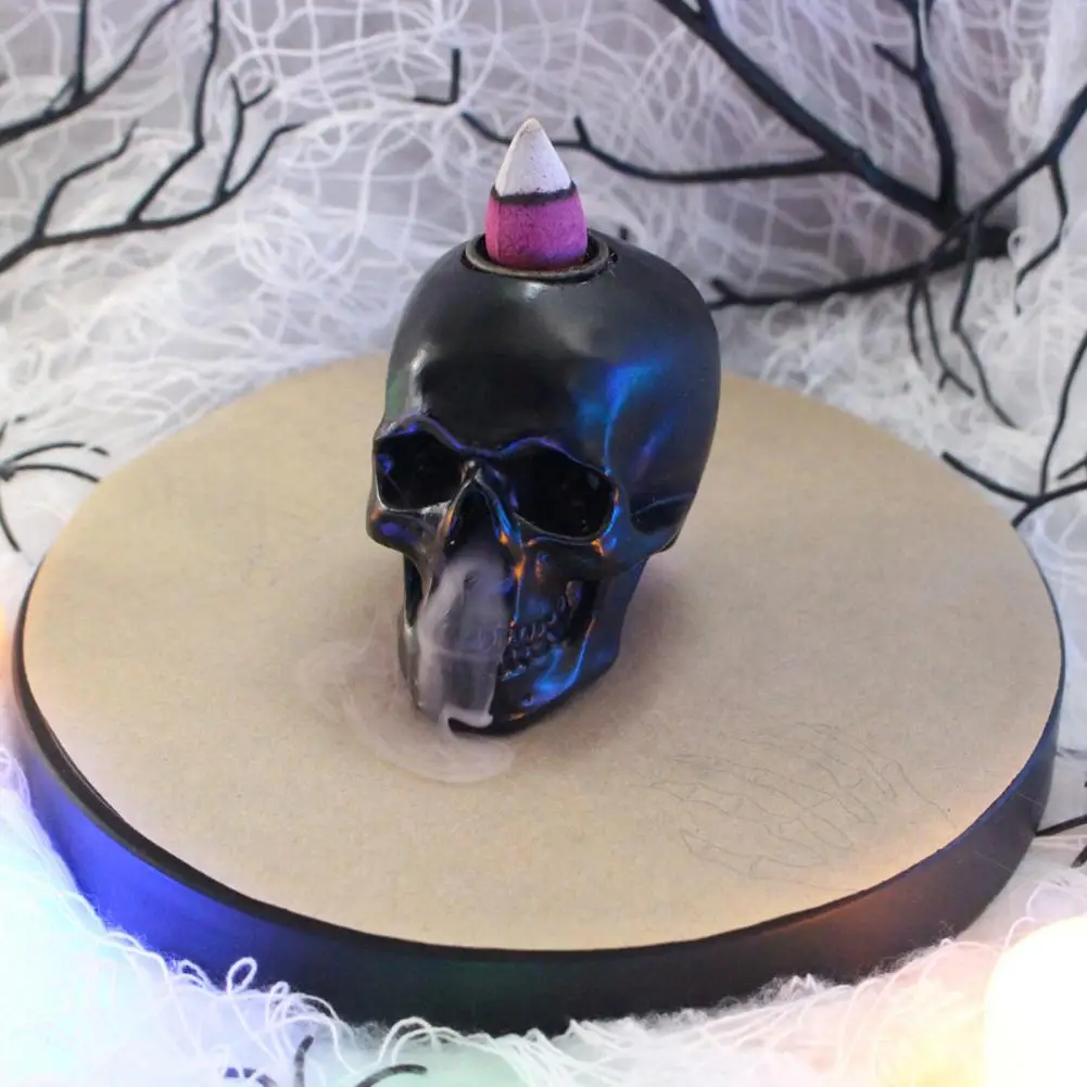 Halloween Themed Jar Spooky Skull Incense Holder Set for Home Decor Aromatherapy Waterfall Burner Backflow for Halloween