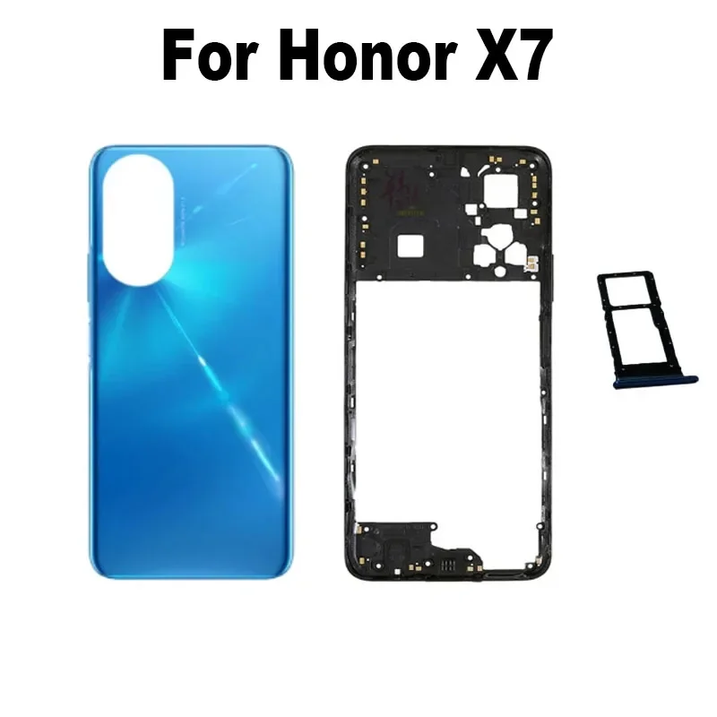 For Honor X7 Full Housing Middle Frame Front Bezel Mid Plate Battery Cover Back Panel Rear Door Case With Sim Card Play 30 Plus