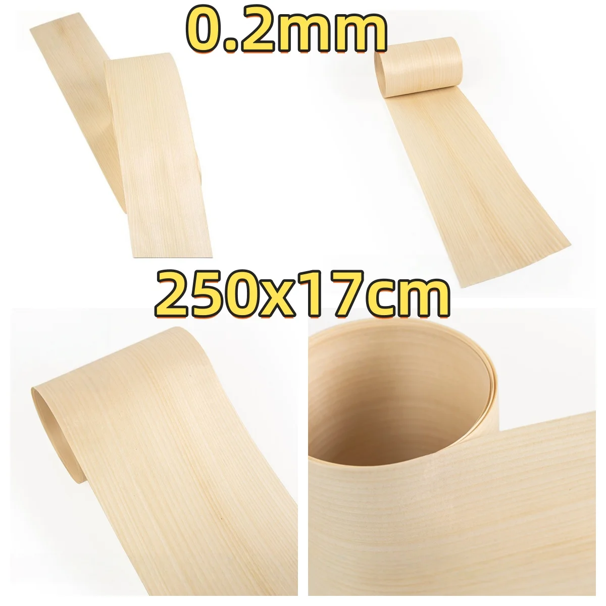 

Natural Basswood Straight Grain Veneer, 0.2mm, 250x17cm, For Album Cover Decoration & Mixed Media Art Creation.