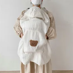 Muslin Baby Stroller Blanket Newborn Swaddle Wrap Cartoon Hooded Sling Cover Anti-mosquito Sun Protection Infant Sleeping Quilt