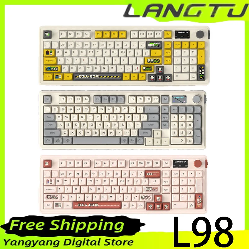 

LANGTU L98 Bluetooth three-mode silent keyboard E-sports game office silent mechanical feel RGB lighting 99key membrane keyboard