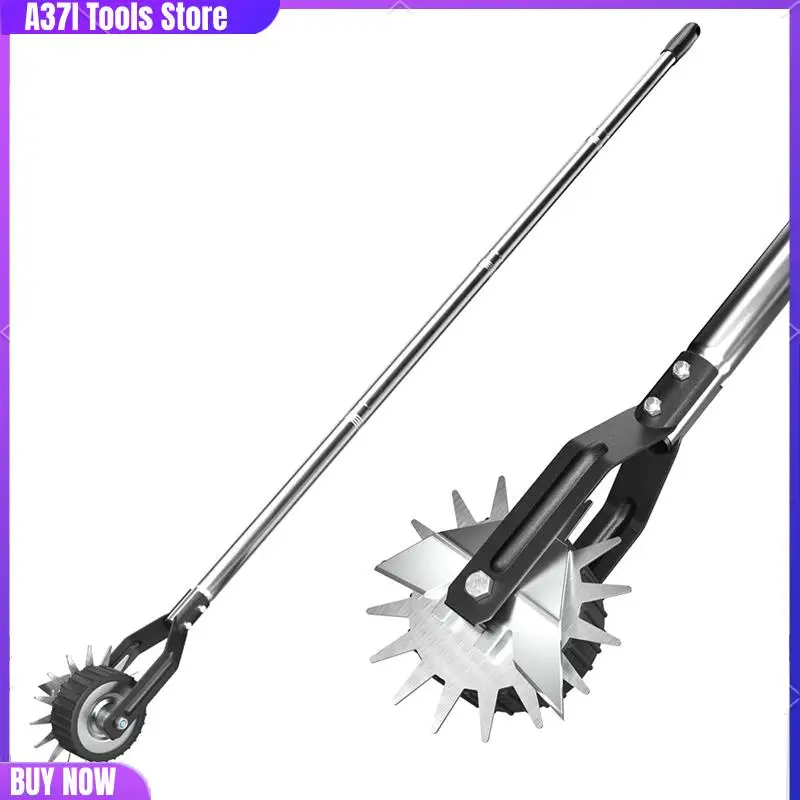 

67.3-Inch Sidewalk Manual Lawn Edger, Wheel Rotary Edger, Strong 4 Sections Stainless Steel Handle Garden Edger Tool-[A37I]