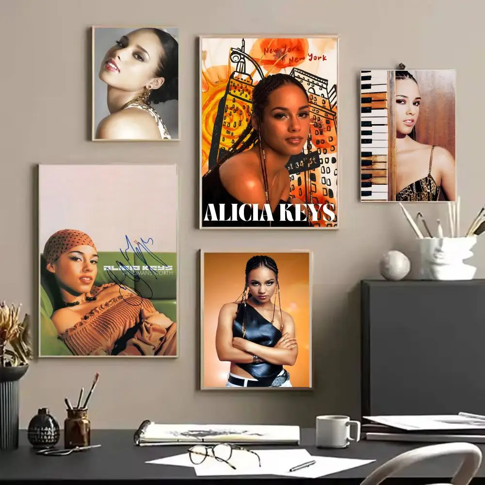 Singer A-Alicia Keys Painting Calligraphy Canvas HD Poster Wall Art interior Hallway Home Decoration Holiday Gifts
