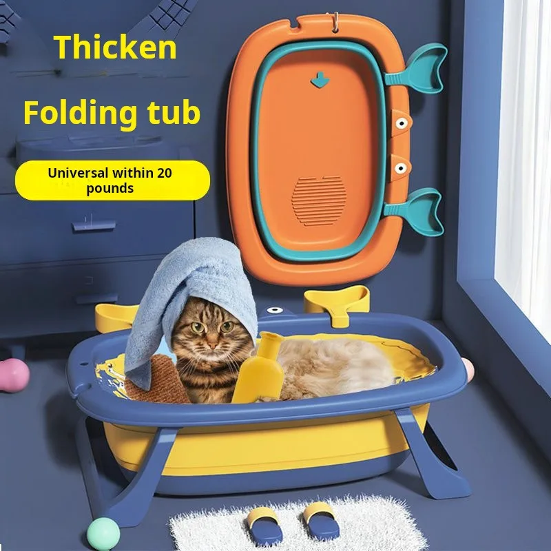 Foldable Cat Dog Wash Tub, Portable Pet Soaking Bath Bucket Fits All Showerheads For Pets Up To 20lbs