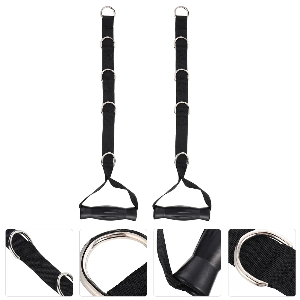 2 Pcs Exercise Bands Resistance Fitness Equipment 10 D-ring Handle Strap Heavy Duty Handles Black Oxford Cloth Supply