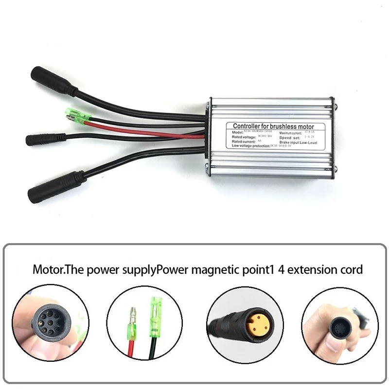 1 Piece Electric Bike Brushless Motor Controller 36V/48V 17A 250W/350W Aluminum Alloy