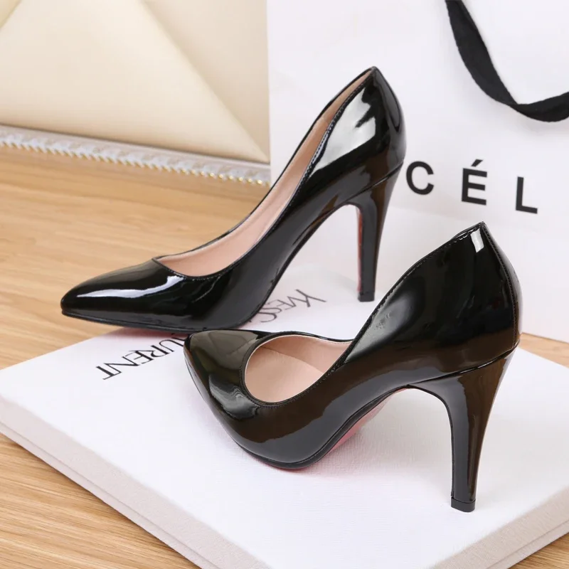 Sexy Patent Leather High Heels 10 Cm Thin Heels White Dress Party Pumps 2024 Autumn New Fashion Single Shoe Elegant Womens Shoes