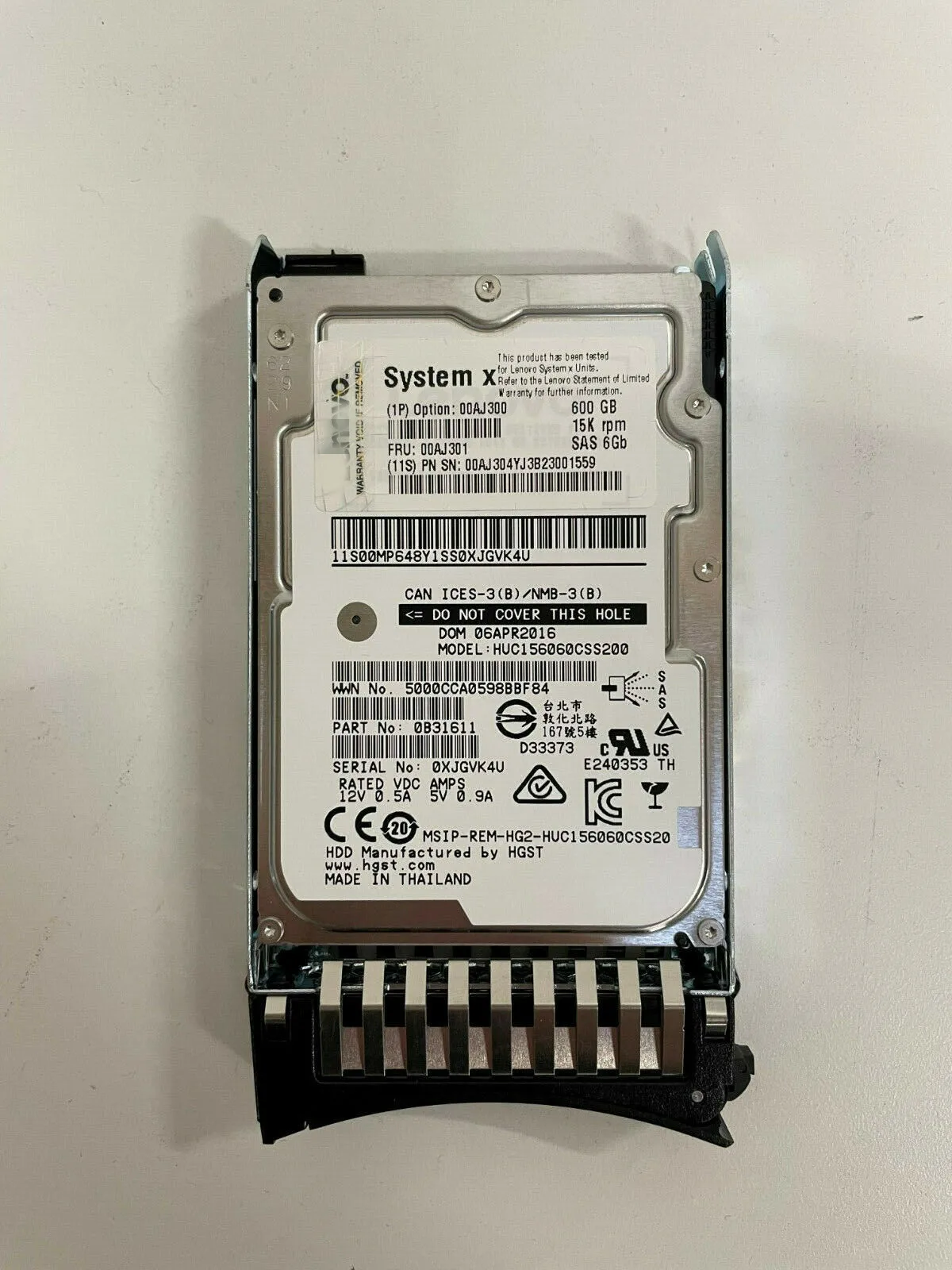 

FOR IBM 00AJ300 00AJ301 00AJ304 600GB 15K 6G 2.5" G2HS SFF SAS Hard Drive