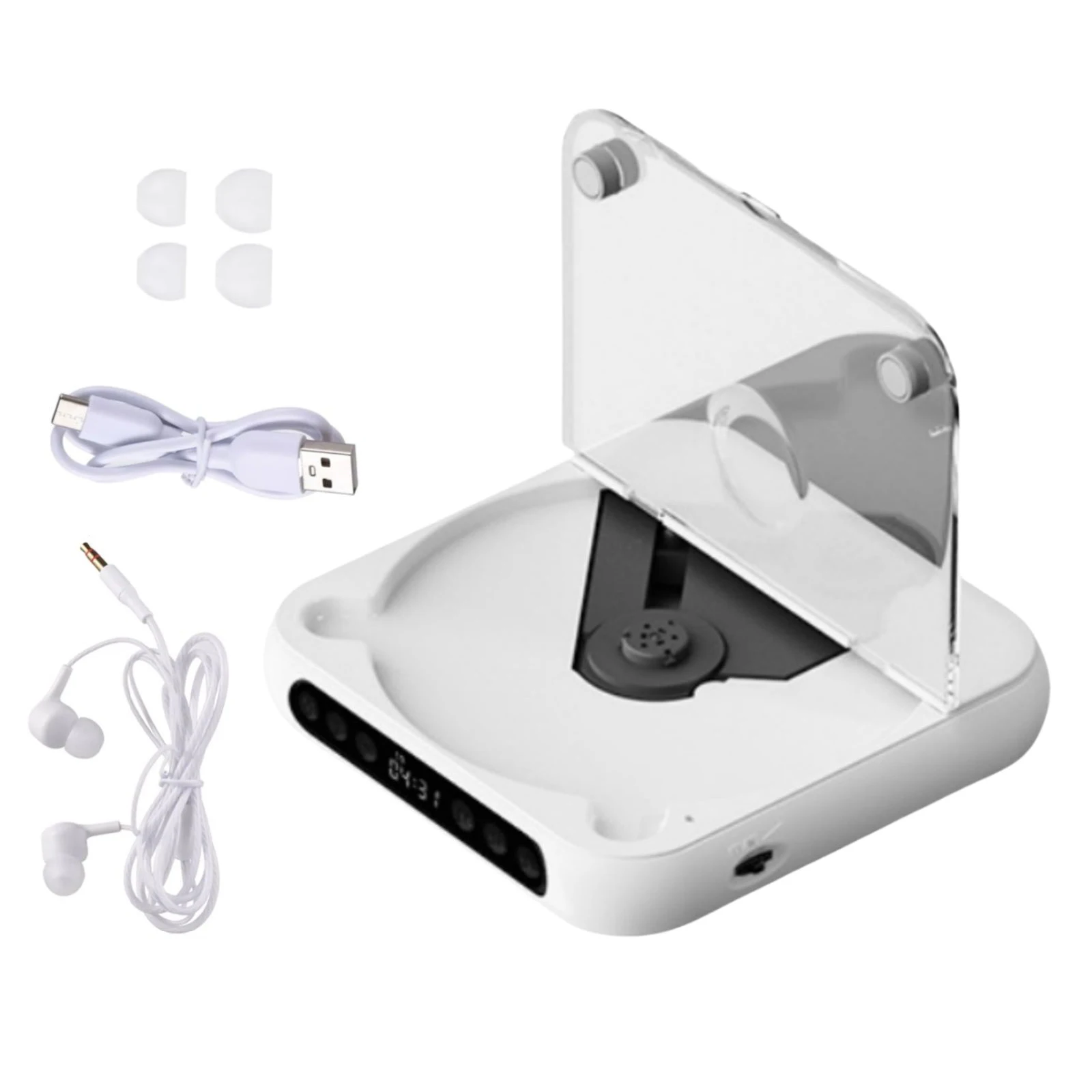 

1 шт. CD-плеер, портативный Bluetooth-динамик со светодиодным экраном, стереоплеер, настольное MP3-радио, встроенная аккумуляторная батарея емкостью 2000 мАч