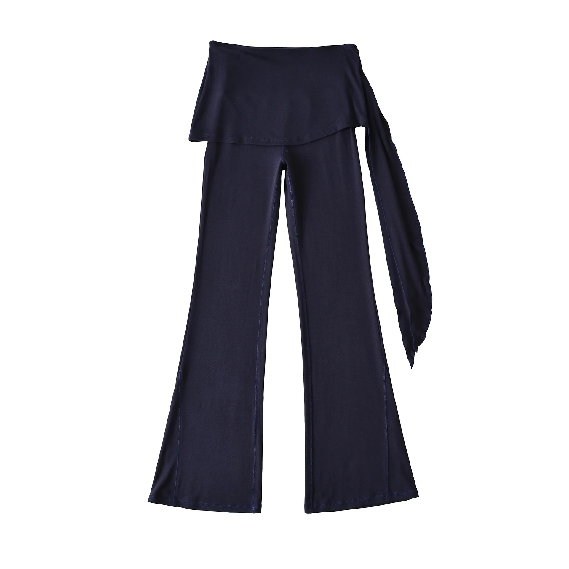 女性用フレアヨガパンツ フェイクツーピースカバーアップスカート ハイウエスト スポーツフィットネス 弾性ピラティストレーニング フレアパンツ 4OUG