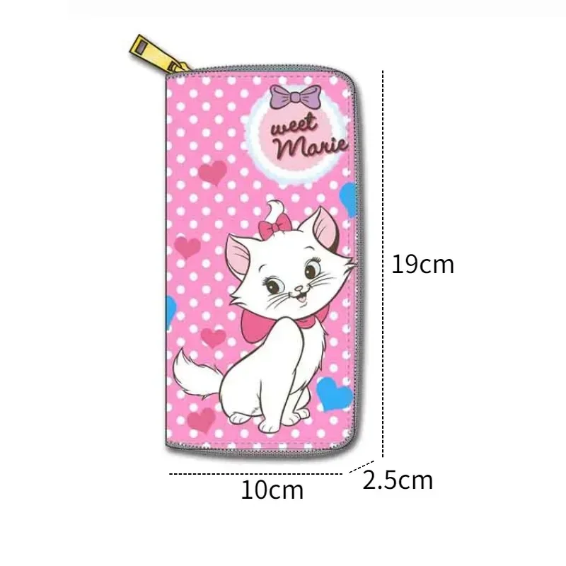 Disney Marie Cat Wallets for Women Anime Kawaii Bags Cute Cartoon The Aristocats Long PU Coin Purs Phone Card Holder Money Clip