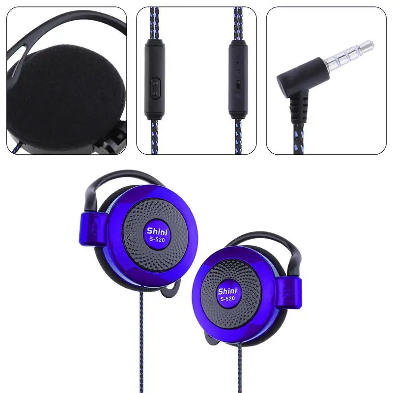 1 pz universale 3.5mm spina cablata Stereo in metallo cuffie cablate Heavy Bass Headset Over-ear regolabile gancio per l'orecchio auricolare per telefono